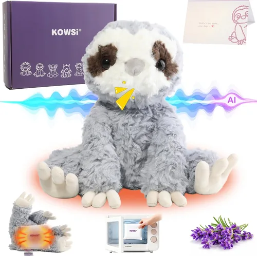 Vista 9 de KOWSI® AI ChatGPT - Peluche interactivo de unicornio parlante, 1.4 libras, calentable para microondas con almohadilla térmica de turmalina lavanda