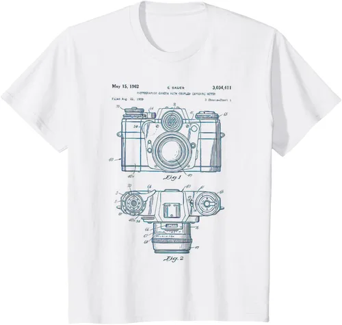 Vista 18 de Fotografía amante regalo cámara vintage esquema camiseta Negro