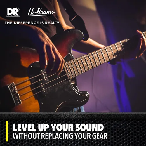 Vista 2 de DR Strings HI-BEAMS – Cuerdas de bajo de acero inoxidable de 5 cuerdas, 45-125, núcleo redondo (MR5-45)