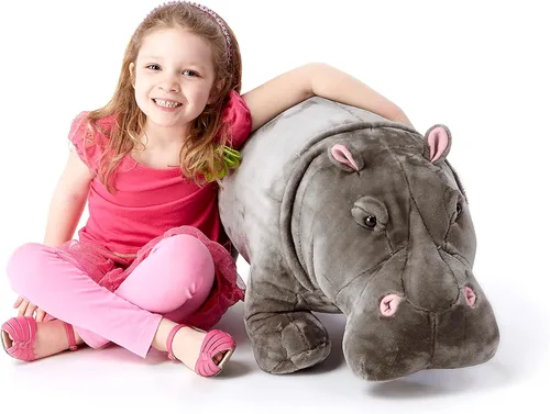 Vista 3 de Melissa & Doug Hipopótamo gigante - Animal de peluche realista (más de 2 pies de largo)