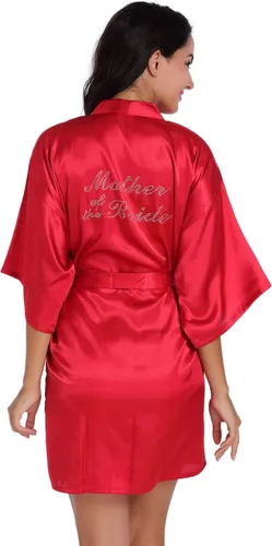 Vista 71 de Bata de boda para mujer, para novia, dama de honor, corta, de satén, kimono, batas de seda para prepararse, fiesta nupcial