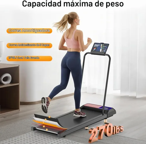 Vista 5 de Under Desk Treadmill with Incline and Handlebar Compact Treadmill，Perfect for Running, Walking & Under-Desk Use，Quiet Operation for Home or Office