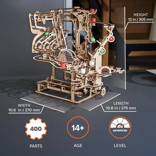 Vista 2 de UGEARS Cadena de Elevación de Carrera de Mármol 3D Rompecabezas de Madera para Adultos - Kits de Modelo de Madera para Modelos de Adultos
