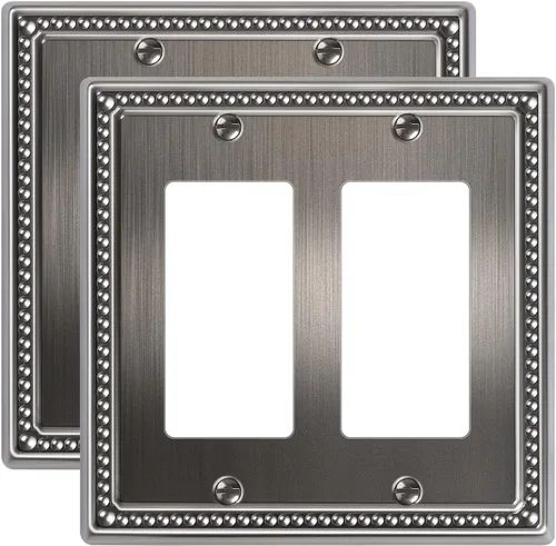 Vista 72 de Paquete de 2 cubiertas de placa de interruptor de luz de doble palanca, cubiertas decorativas de placa de doble interruptor Pearls, placa de pared