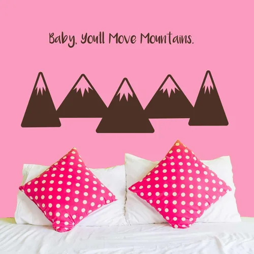 Vista 2 de Set de adhesivos de pared para bebé Chromantics You'll Move Mountains – Mountains & Dr. Seuss con cita de pared