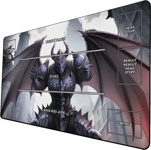 Vista 20 de Tapete de juego de cartas coleccionables AI Painting – Tapete de juego MTG con zonas, 24 x 14 pulgadas, tapete de juego MTG de alta calidad – El