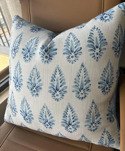 Vista 2 de Booti - Funda de almohada decorativa cuadrada decorativa con estampado, decoración del hogar para sofá, silla, 20 x 20 pulgadas, azul Booti-azul
