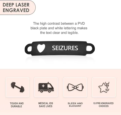 Vista 2 de Divoti Pulsera de identificación de alerta médica simple con cadena Rolo pre-grabada para mujer