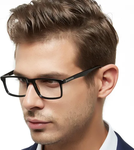 Vista 2 de OCCI CHIARI Mens Rectangle Eyewear Frame Full-Rim Non-prescription Clear Optical Glasses