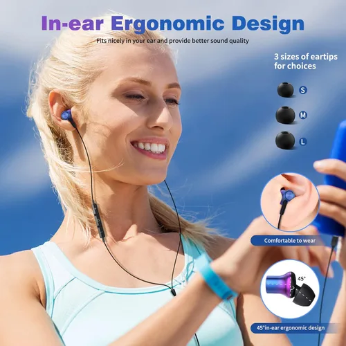 Vista 4 de COOYA Auriculares USB C para iPhone 17 Pro Max 16 15 Plus iPad Air Pixel 10 9 8 Tipo C Auriculares con cable con aislamiento de ruido magnético