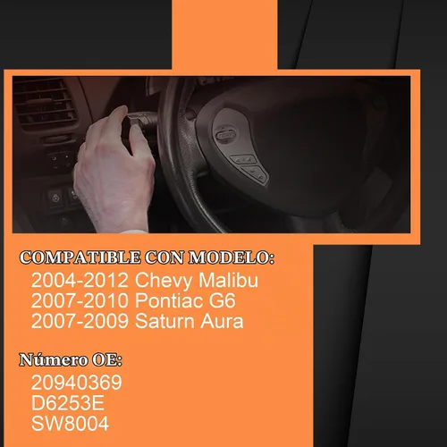 Vista 6 de Interruptor de señal de giro y palanca intermitente compatible con 2004-2012 Chevy Malibu 2007-2010 Pontiac G6 2007-2009 Saturn Aura Interruptor
