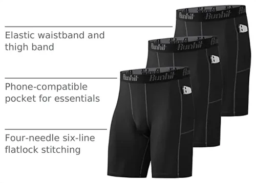 Vista 3 de Runhit - Pantalones cortos de compresión para hombre, ropa interior de licra, pantalones cortos para correr, entrenamiento y actividades deportivas