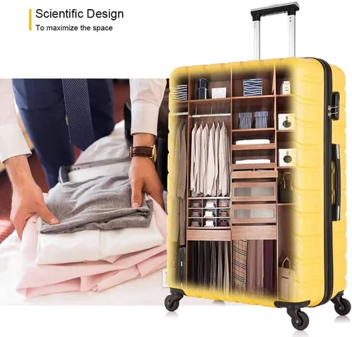 Vista 7 de Fridtrip - Maleta de viaje rígida, ligera, con ruedas giratorias, Amarillo, 4 PCS Suitcases