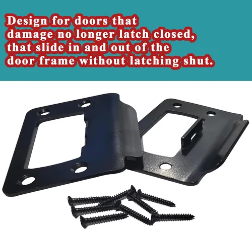 Vista 5 de Placa de golpeo restauradora de pestillo de puerta de 2-1/4" por 1-3/4", 2 piezas de herraje universal para puerta con tornillos largos de 1