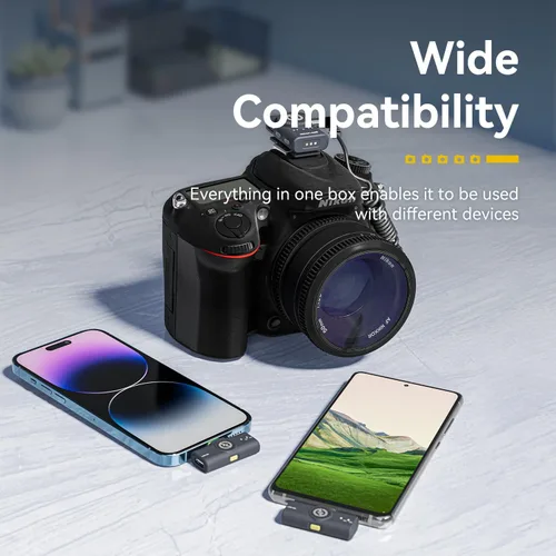 Vista 5 de Hollyland Lark M2 - Micrófono inalámbrico Lavalier para iPhone/Android/cámara/PC/portátil con conector Lightning/USB-C, 48 KHz 24 bits, rango