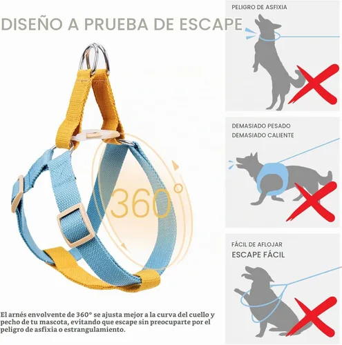 Vista 7 de Juego de arnés y correa para perro sin tirones, collar de perro, arnés halter para perro con soporte para bolsa de excrementos, correas ajustables