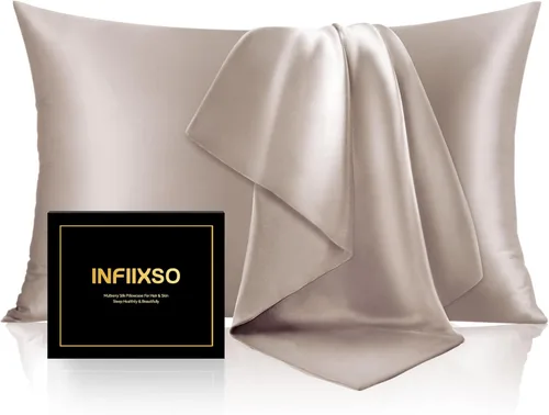 Vista 14 de INFIIXSO Funda de almohada de seda de morera, para cabello y piel, tamaño estándar, cremallera oculta, 20 x 26 pulgadas, suave y refrescante