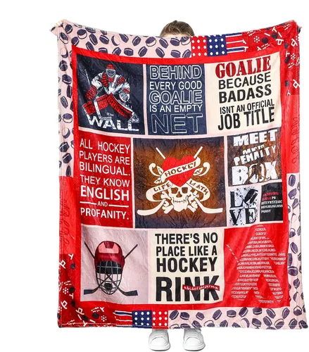Vista 8 de Manta de hockey, regalos para niños y niños, suave y acogedora ropa de cama de hockey, manta de vellón, regalos de hockey para hombres y mujeres