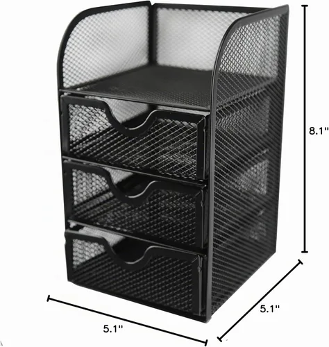 Vista 2 de Huron Mini organizador de suministros de escritorio de 3 cajones (1/4/24/96) (1 ud)
