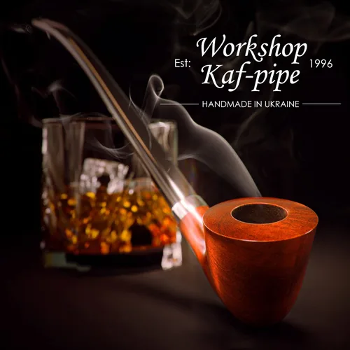 Vista 7 de Pipa de tabaco modelo KAF218 Churchwarden Style madera hecha a mano con forma de Dublín de madera de pera con tallo acrílico, caja de regalo
