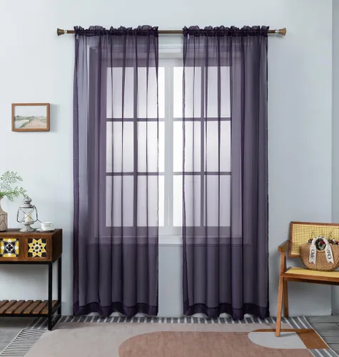 Vista 34 de WPM - Cortinas traslúcidas de color beige de 60 pulgadas de ancho x 95 pulgadas de largo, 2 paneles tratamiento de ventana para sala de estar