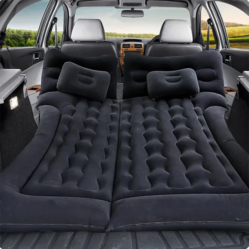 Vista 9 de Colchón de aire de coche para Xpeng P7 2020-2024, asiento trasero inflable engrosado, cama de viaje para campamento, bomba de aire, 2 almohadas, gris