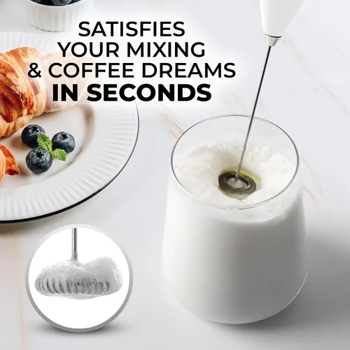 Vista 348 de Zulay Milk Boss Espumador de leche potente manual, hace espuma para latte, batidor para mezclar bebidas, café, miniespumador para capuchino, frappé