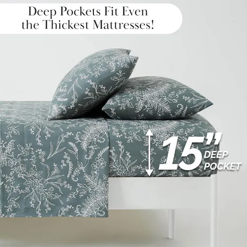 Vista 262 de Southshore Fine Living, Inc. Colección Winter Brush, juego de sábanas de 3 piezas para cama individual, sábana bajera con bolsillo profundo de 14