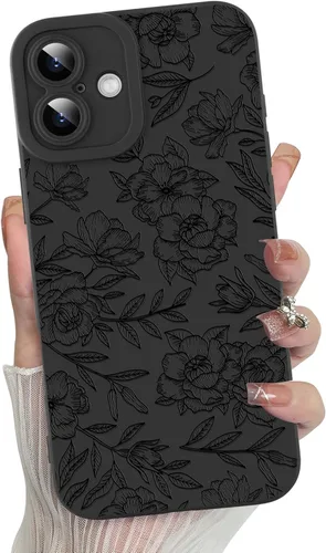 Vista 63 de MZELQ - Carcasa para iPhone 13 Pro Max, diseño de flores, color negro