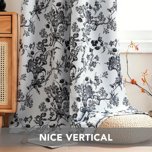 Vista 8 de H.VERSAILTEX - Cortinas opacas de 63 pulgadas de largo, juego de 2 paneles, estampado floral, cortinas de estilo campestre para sala de estar
