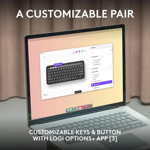 Vista 4 de Logitech Pebble 2 Combo para Mac, Teclado y Mouse Inalámbricos, Delgado, Silencioso y Portátil, Personalizable, Mouse y Teclado Bluetooth