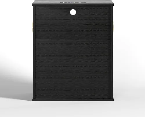 Vista 5 de Gurexl Mesita de noche inteligente con altavoz Bluetooth, moderna mesita de noche con luces LED RGB y estación de carga inalámbrica, soporte