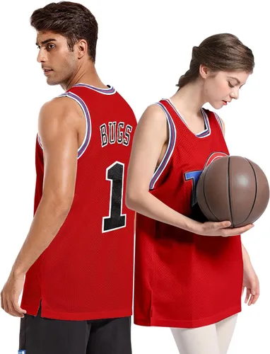 Vista 5 de Jersey de baloncesto para hombre Lola#10 Bugs#1 camisetas de película espacial de los años 90 para Halloween, hip hop, ropa de fiesta deportiva