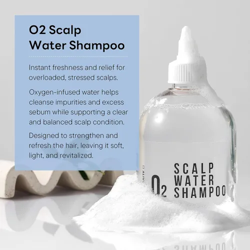 Vista 2 de ALIVELAB O2 Champú de agua para cuero cabelludo sensible, picazón, anticaspa, limpieza profunda y calmante, cuidado del cabello, limpiador del cuero