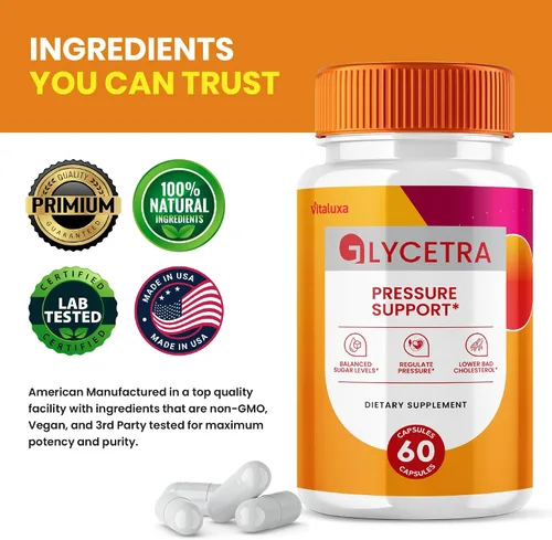 Vista 4 de Paquete de 2 cápsulas de glicetra, suplemento de apoyo de sangre de glicetra, fórmula avanzada, mezcla premium, flujo de equilibrio natural