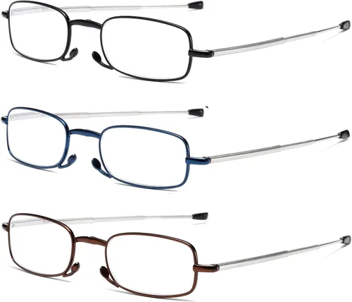 Vista 2 de Paquete de 3 lentes de lectura plegables para hombres y mujeres, llavero compacto para lectores con luz azul, anteojos portátiles de bolsillo