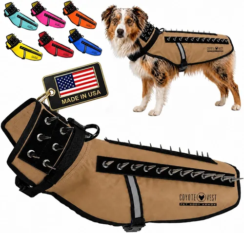 Vista 33 de CoyoteVest Chaleco Protector de Arnés para Perro, Accesorios Reflectantes para Perro con Picos para Proteger a tu Mascota de Ataques de Rapaces