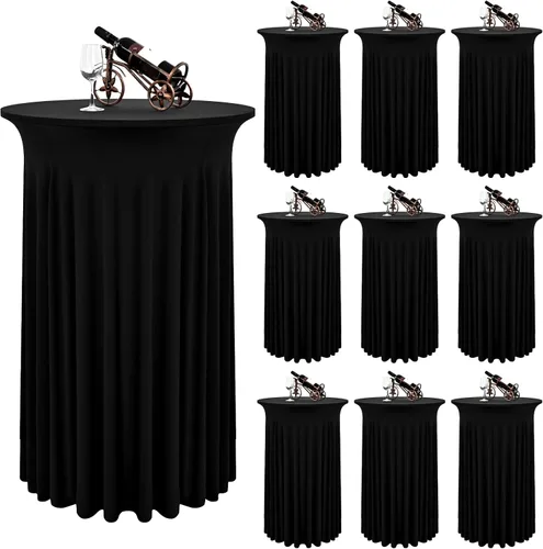Vista 15 de 6 Paquetes de Faldas Redondas para Mesa de Cóctel de 32" x 43" Elastano Extensible Mantel de Cóctel con Cortinas Onduladas, Fundas de Mesa Alta