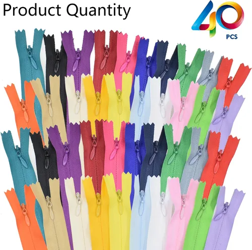 Vista 6 de 40 cremalleras invisibles de nailon para costura a medida, vestidos, faldas, almohadas especiales de manualidades (color mixto/16 pulgadas)