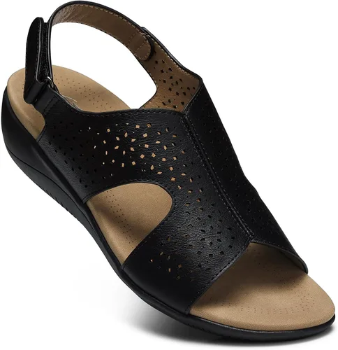 Vista 7 de SHIBEVER Sandalias planas para mujer, cómodas y elegantes, con soporte de arco ortopédico, puntera abierta, sandalias de verano para caminar
