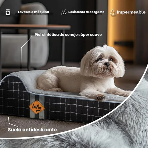 Vista 4 de Laifug Cama ortopédica de espuma viscoelástica para perros con forro duradero a prueba de agua y funda extraíble lavable (grande