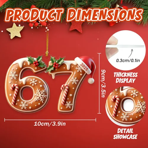 Vista 2 de 67 Adorno de Navidad, 67 Adornos para Árbol de Navidad, Divertidos Adornos de Navidad 2025, Adorno de Árbol Seis Siete 6 7 Decoración de Cosas