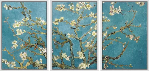 Vista 162 de wall26 Lienzo enmarcado para pared, juego de arte con flores de almendra de Vincent Van Gogh, naturaleza, ilustraciones de área silvestre, bellas