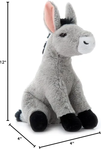 Vista 10 de The Petting Zoo Peluche de burro, regalos para niños, animales de granja Wild Onez, juguete de peluche de burro de 12 pulgadas
