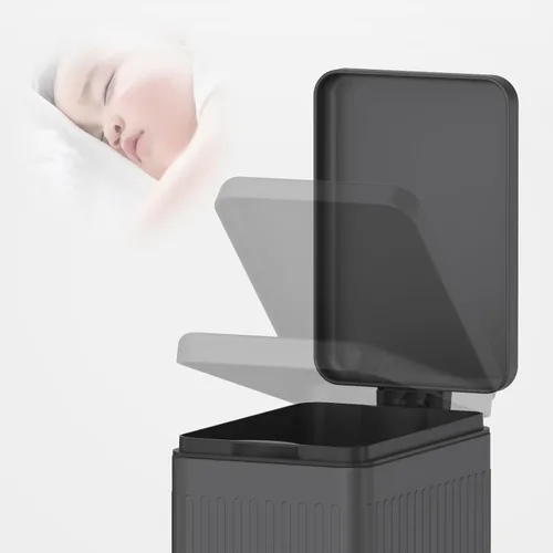 Vista 4 de Mbillion Cubo de basura para baño con tapa - Cubo de basura delgado de acero inoxidable con pedal - Papelera de metal - Cubo de basura rectangular
