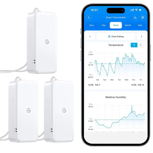 Vista 8 de GoveeLife Termómetro Higrómetro Bluetooth H5110 de 262 pies, Mini Sensor de Temperatura y Humedad con Notificaciones de Aplicación, Exportación