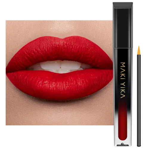 Vista 19 de MAKI YIKA Juego de 3 lápices labiales líquidos mate, color negro y rojo Negro/Rojo Oscuro/Desnudo