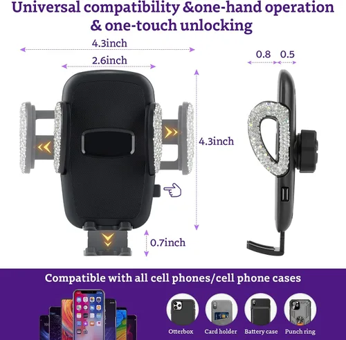 Vista 4 de eing: Soporte de teléfono para tablero de auto, parabrisas, para iPhone, 12,11,11 Pro, 8 Plus, 8, SE, X, XR , XS, 7 Plus Samsung S20, S10, S9,S8