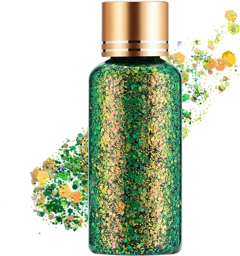 Vista 23 de Gel con purpurina para el cabello de cara y cuerpo azul para mujeres y niños, lentejuelas holográficas monocromáticas de sirena, maquillaje