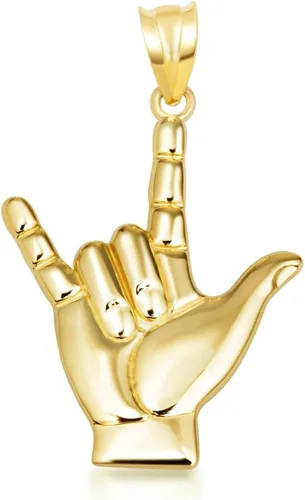 Vista 4 de Gold I Love You American Sign Language ASL Hand Sign Necklace (S/L) 10K or 14K Yellow, Rose, or White Gold Choice of Pendant Only or Chain